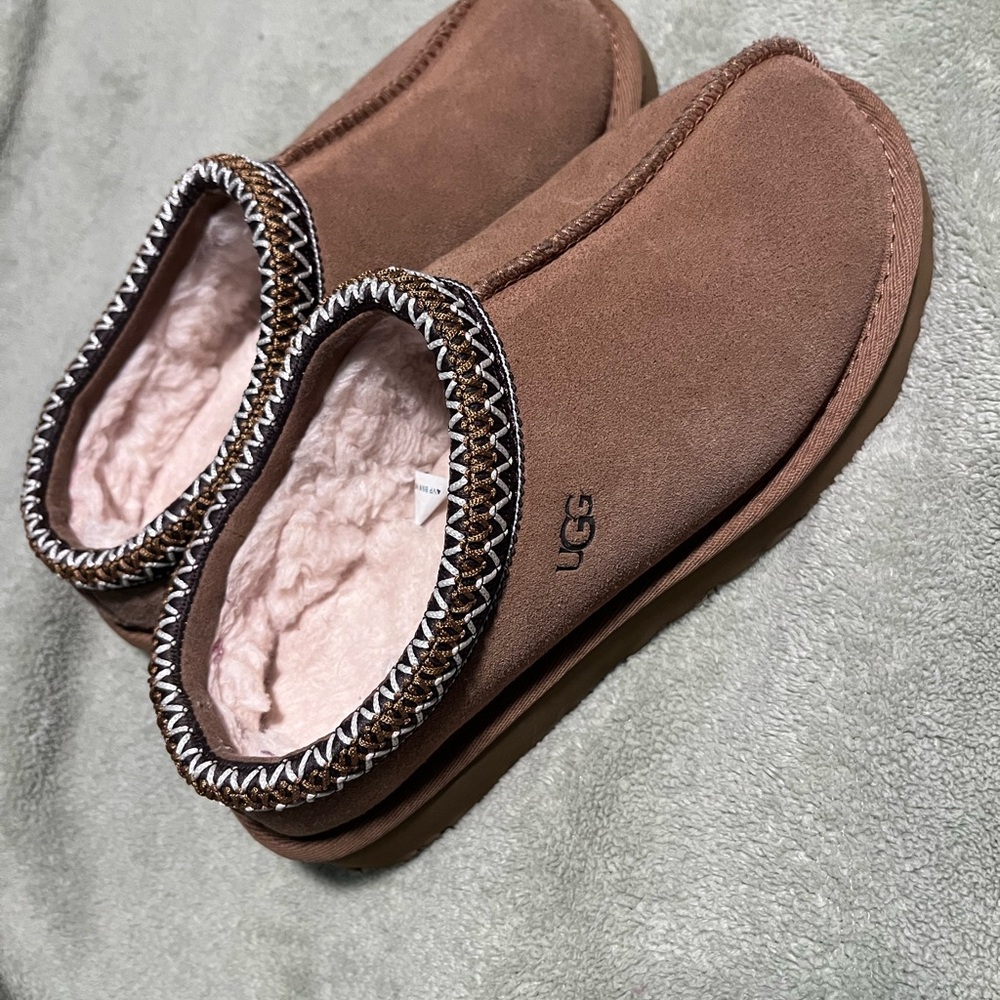 UGG Tan Suede Slippers with Soft Lining